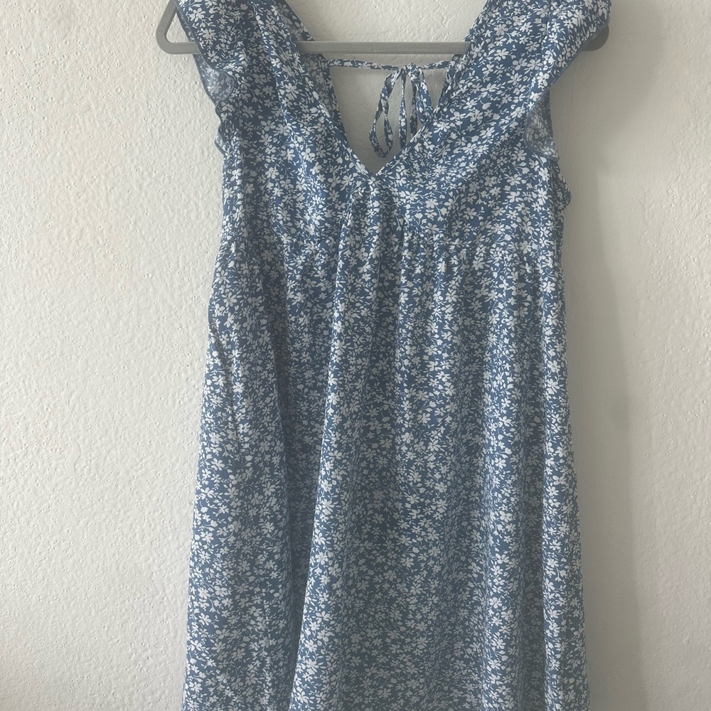 Floral Blue and White Dress